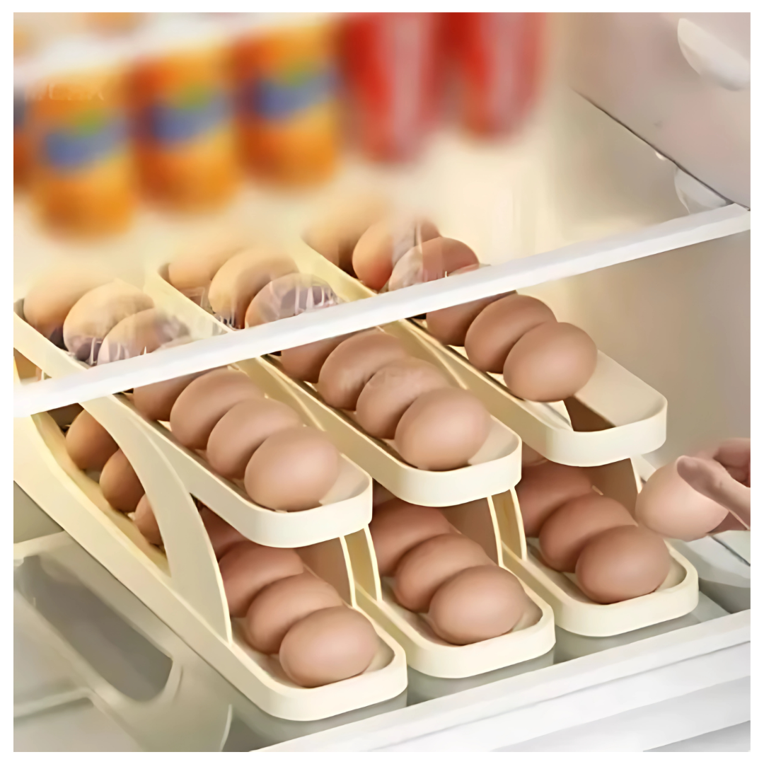 Egg Organizer Automatic Scrolling Egg Rack-With free Delivery and Allow to Open