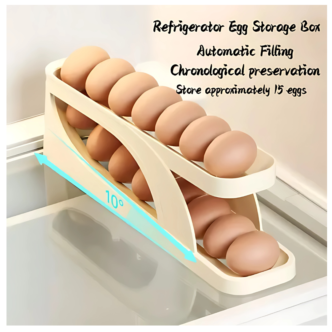 Egg Organizer Automatic Scrolling Egg Rack-With free Delivery and Allow to Open