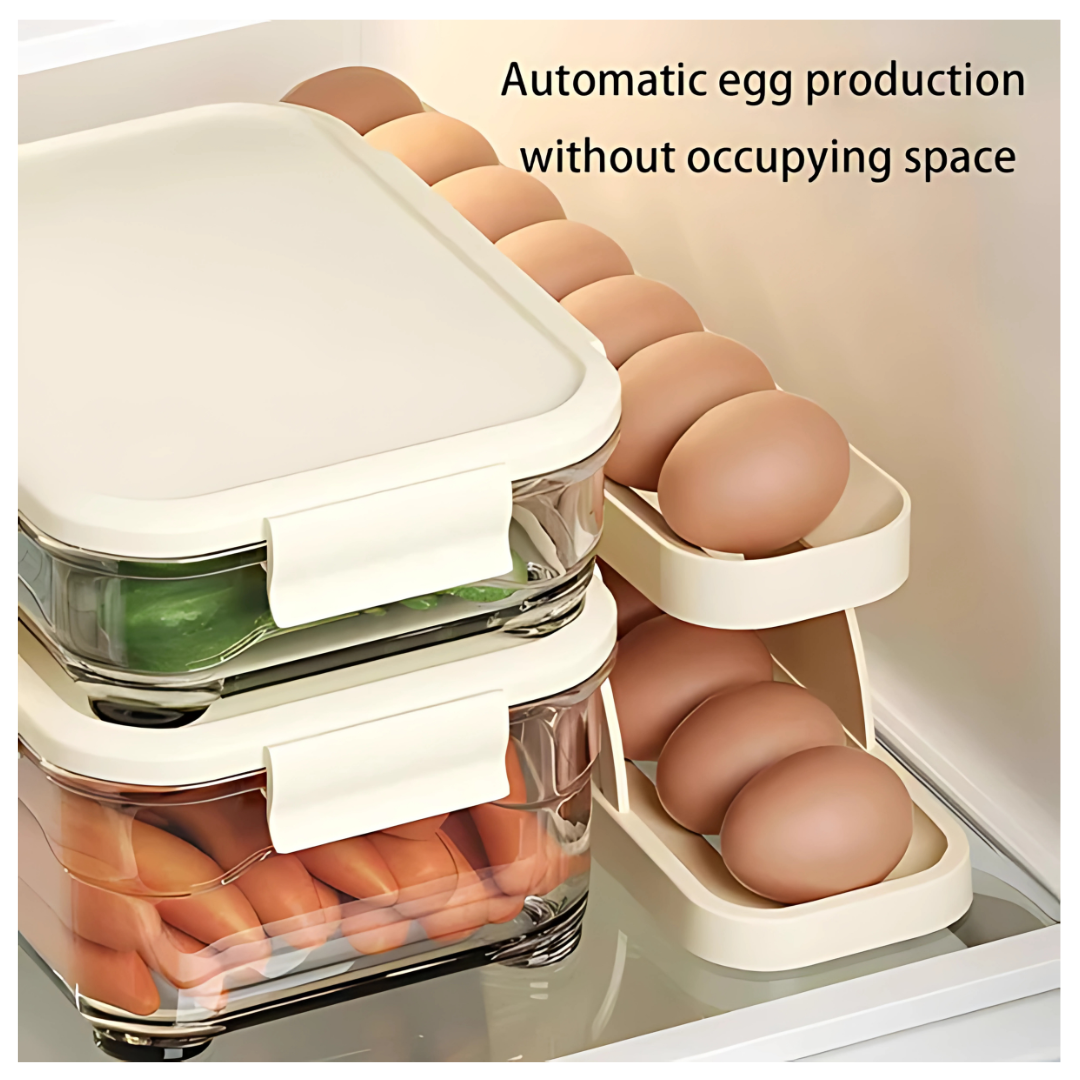 Egg Organizer Automatic Scrolling Egg Rack-With free Delivery and Allow to Open